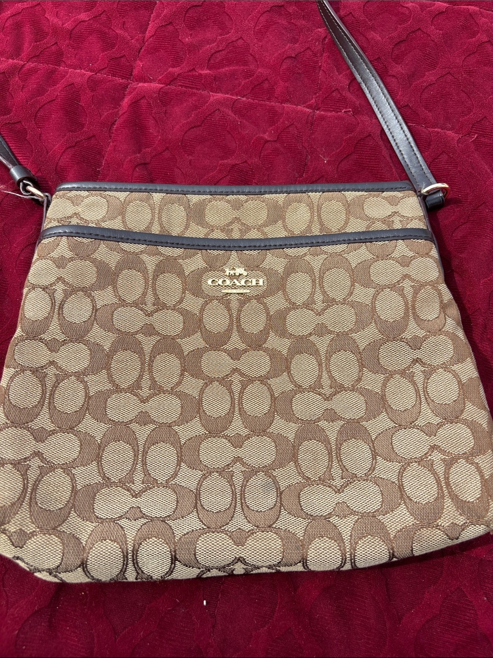 Coach Brown Signature Canvas Crossbody Bag
